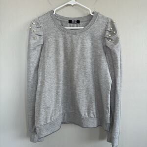 Jolie & Joy Gray Pullover Sweatshirt Woman’s Size XL Pearl Shoulder Accents